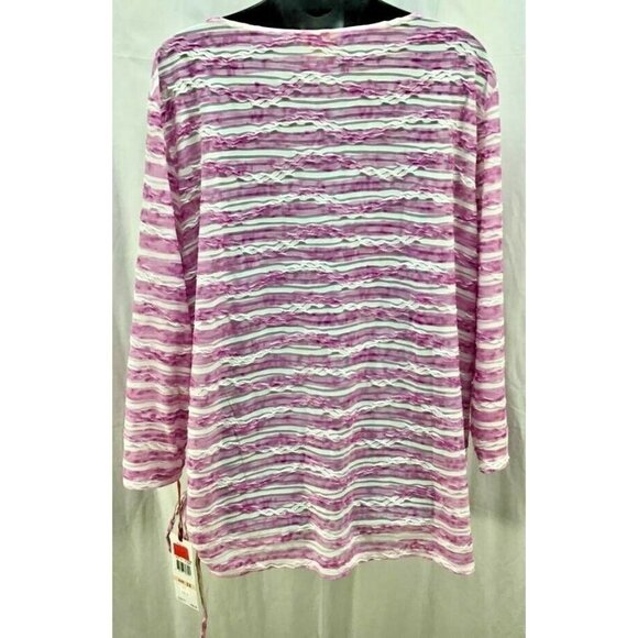 Ruby Rd Woman Top 2X Pink Stripe Tunic Women New - Picture 3 of 6